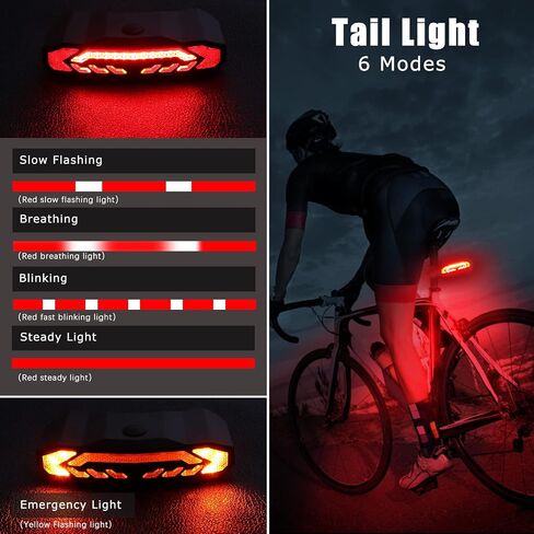 WSDCAM Bike Tail Light with Turn Signals and Brake Light Bike Horn Alarm with Remote, Built in Speaker/Light Sensor/Vibration Sensor, Smart Auto ON/Off Rechargeable Waterproof Rear Bike Light 2 PACK in Saudi Arabia