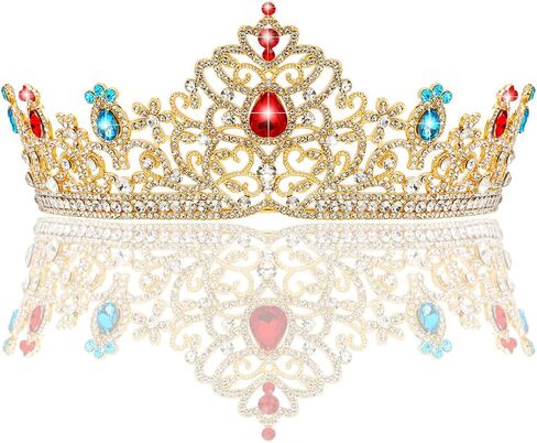 AHONEY Peach Tiara and Crown for Women, Crystal Crown Rhinestone Princess Peach Tiaras for Birthday Prom Halloween Party Accessories in Saudi Arabia