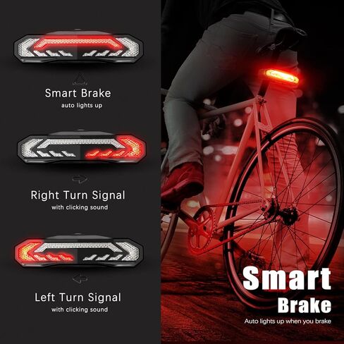 WSDCAM Bike Tail Light with Turn Signals and Brake Light Bike Horn Alarm with Remote, Built in Speaker/Light Sensor/Vibration Sensor, Smart Auto ON/Off Rechargeable Waterproof Rear Bike Light 2 PACK in Saudi Arabia