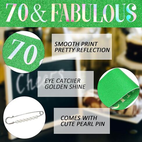 70th Birthday Decorations for Women, 70th Birthday Gifts Sash and Crown for Women Set, 70 & Fabulous Party Supplies, Green in Kuwait