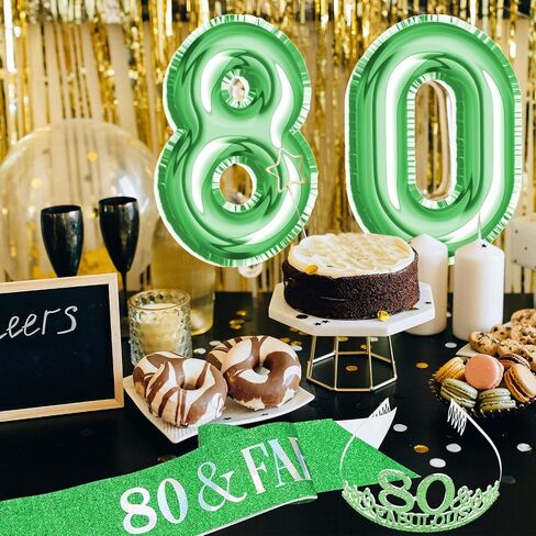 70th Birthday Decorations for Women, 70th Birthday Gifts Sash and Crown for Women Set, 70 & Fabulous Party Supplies, Green in Kuwait