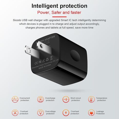 iPhone Charger Block, Plug in Phone Charger, Sicodo 4Pack Single Port USB Wall Charger Fast Charging Adapter Cube Box for iPhone 15 14 13 12 SE(2020) 11/11pro/XS/XS Max,Samsung Galaxy S23/S22/S21,LG in Kuwait