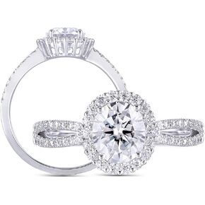 DovEggs Moissanite Engagement Ring for Women，Wedding Rings,14k Gold QUALITY Sterling Silver Center 1ct 6X7mm Vintage Oval Cut G-H-I Color Moissanite Wedding Band Halo Split Shank Anniversary Rings