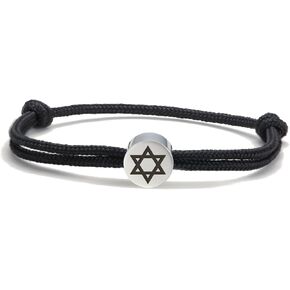 Dreamtimes Star of David Nautical Bracelet - Handmade Stainless Steel Hexagram Pendant Jewish Bracelet - Heart of Faith Lucky Protection Jewelry for Women and Men