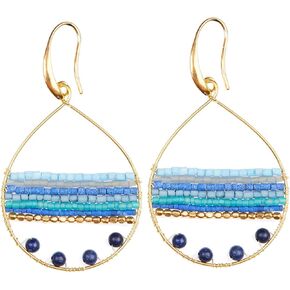 Boho Teardrop Multicolor Earrings Silver and Gold Plated with Colorful Varieties - Handmade Bohemian Turquoise Jewelry for Women and Beach Earrings For Women Vacation