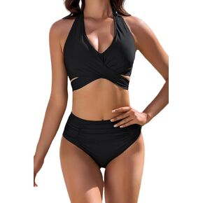 COCOPEAR Two Piece High Waisted Swimsuits for Women Tummy Contro Bikini Sets Adjustable Shoulder Straps Bathing Suit 2025