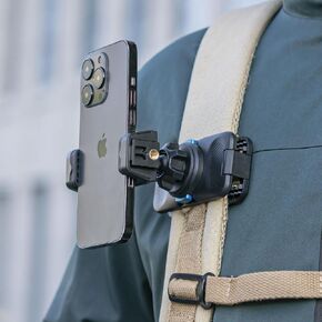 360° Rotation Backpack Strap Phone Mount Magnetic Quick Release Clip Mount with Phone Clip for Video Recording