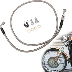 Tigersgate 16" Ape Hanger Handlebar Sportster Front Brake Line Stainless Steel Braided Extended Brake Cable for 2004-up Harley Sportster XL non-ABS