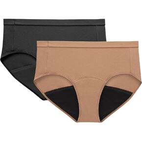Hanes Women's Just Comfort, Brief Period Underwear, Super Leaks, 2-Pack (Plus Sizes)