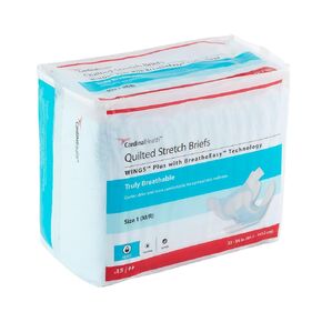 Cardinal Health ™ Wings ™ Plus Equilted Stretch Brief مع تقنية التنفس ™ ، الحجم 2 (L/XL) ، حقيبة 15
