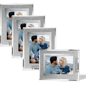 Calenzana 4x6 Picture Frame Sparkle Glass Photo Frames Set for Tabletop, 2 Pack