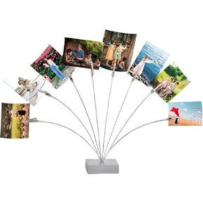 Photo Cube Base, 8-Branch Money Trees Gift Card Holder with Clips, Picture Stand for Christmas, Wedding, Greeting, Birthday Party, Gift - Silver in Kuwait