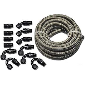 TT RACING -6 AN6 PTFE SWIVEL FITTES + KIT LINE FEELL LINE LINE LINE غير القابل للصدأ E85 30FT PTFEAN6_KIT_XL_BK