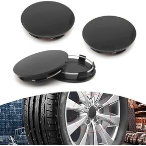 4 Pack Car Wheel Center Hub Caps, ABS Rust-Proof Center Caps for Rims, Vehicle Rim Hub Caps Accessories, 2.36" OD 2.2" ID Tight Fitting Snap-on Wheel Hub Modified Dust Protection Cover (Black)