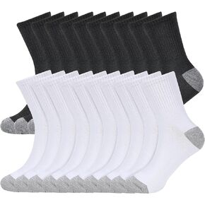 20 Pairs Unisex Cotton Moisture Wicking Cushioned Comfortable Crew Workout Hiking Socks for Sport Running
