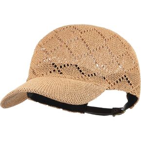 Unisex Adults Rhombus Pattern Paper Blend Fabric Woven Visor Sunhat Summer Sun Hat Baseball Cap