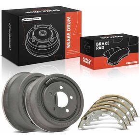 A-Premium 10.78 inch (273.9mm) Rear Brake Drums + Ceramic Shoes Set Compatible with Select Jeep Models - Wrangler 1990-1995/1997-2000, Cherokee 1990-2001, TJ 1997-2000, Wagoneer, Comanche, 6-PC Set