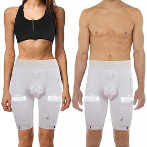 Catheter Leg Bag Underwear, Catheter Leg Bag Holder for Men & Women, Foley Catheter Bag Holder for Foley, Nephrostomy, Suprapubic & Biliary Catheters Holds (2) 600ml Nephrostomy Bags (White)（M）