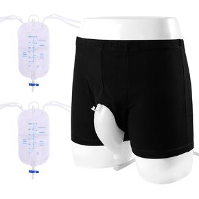 Wearable Urine Bag Male Urinal Bag Incontinence Pants for Men, Reusable Portable Male Collection Bags Urinal System with Collection Bag Portable Leak Proof Leg Pee for Elder (XL)