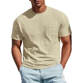 Zengjo Mens Pocket T قمصان قصيرة الأكمام قطن القطن