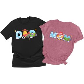 Toy Dad Shirt Toys Mom T-Shirts Funny Mama and Dada Shirts Matching Birthday Top Family Vacation Cartoon Tee