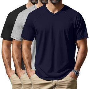 Neer 3 Pack Men's Big and Tall Deck Thirts M-7x ، 35 ٪ Cotton Short Sleeve Raglan Tops غير الرسمي الصيفي الأساسي العادي المحملات الأساسية