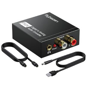 DAC 192KHz Digital to Analog Audio Converter, Optical to RCA Adapter with Optical Coaxial Cable, Toslink Optical to 3.5mm Adapter for PS4 HD DVD Home Cinema Systems
