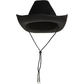 Vintage Cowboy Hat with Neck Drawstring Wide Brim Party Hat for Adults Western Festival Dress Up Accessory Unisex Design for Photo Booths and Costume Wear Black