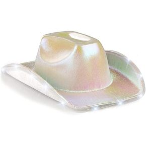 Unisex Cowboy Hat Light Up Flashing LED Brim Fun Light Up Hat For Halloween Birthday Party Prom