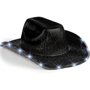 Unisex Cowboy Hat Light Up Flashing LED Brim Fun Light Up Hat For Halloween Birthday Party Prom in Saudi Arabia