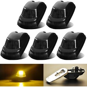 Smoked Lens LED Cab Roof Lights Amber LEDs Bulbs Top Clearance Marker Lights Fit For 2017-2022 F250 F350 F450 F550 Super Duty, Waterproof IP67(Qty:5)
