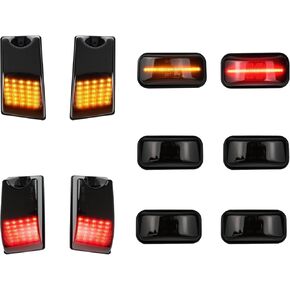 Smoke LED Cab Roof Light Kit Compatible with Hummer H2 & H2 SUT 2003-2009 Front Amber & Rear Red Top Clearance Marker Lights Replacement for OE Halogen Lamps (10pcs)