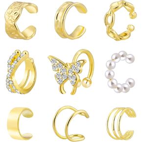 Ear Cuff for Women, Hicdaw 12/14 PCS Ear Cuffs Stainless Steel Cartilage Earring Clip On Wrap Earrings for Women Girls