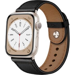 OUHENG متوافق مع سوار ساعة Apple 49 مم 45 مم 44 مم 42 مم 41 مم 40 مم 38 مم، حزام من الجلد الأصلي لساعة iWatch Ultra 2/1 SE2 SE Series 9 8 7 6 5 4 3 2 1 (بني قديم/أسود، 49 مم 45 مم 44 مم 42 مم)