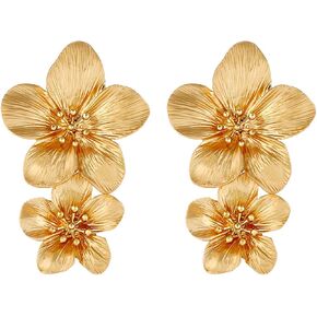 LAKIYOYO Pink Flower Dangle Earrings for Women Cute Yellow Flower Earrings Fairy Statement Summer Refreshing Seaside Idyllic Holiday Earrings