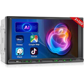 Android Double Din Car Stereo Radio Wireless CarPlay & Wireless Android Auto, 7in Touchscreen Head Unit with Dual Bluetooth, Split Screen, DSP, AHD Backup Camera, GPS/USB/AUX/SWC/AM/FM/RDS/Subwoofer