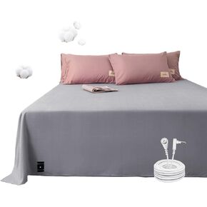 Grounding Sheet, 5% Silver Fibre, Cotton Grounding Bed Mats for Theraty Healing, Enhanced Sleep, Grounding Bed Sheets with 15ft Grounding Cord, Grey, (35x90inch)