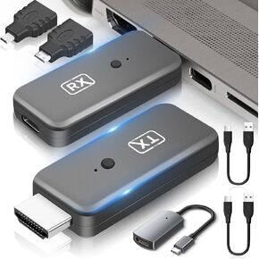 Wireless HDMI Transmitter and Receiver 4K, Plug & Play 2.4G/5G Portable Wireless HDMI Extender Kit, 1080P/60Hz for Video and Audio Streaming to Monitor from TV Box/PC/Laptop/Projector