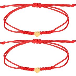 2pcs سوار سلسلة حمراء ، أساور حمراء للنساء سوار سلسلة Reds للنساء ، أساور الصداقة للأزواج الأمهات ، هدية عيد الحب
