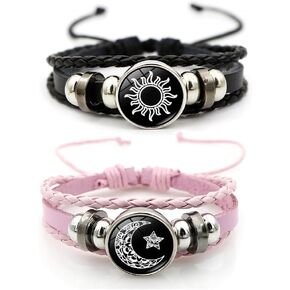 Sun And Moon Couples Friendship Matching Love Bracelets Leather Y2k Spirilet Glow In The Dark Bracelets 2PCS