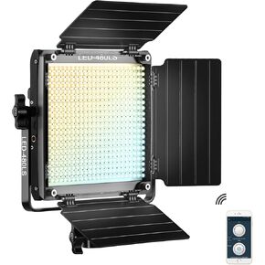 مصابيح فيديو LED ثنائية اللون مع وظيفة التطبيق، CCT متغير 2300-6800 كلفن وسطوع 10%-100% مع شاشة رقمية لتصوير استوديو الفيديو، لوحة اضاءة LED CRI97+ TLCI97 + بارندور من جي في ام