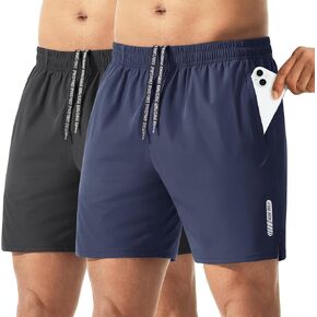 2 حزمة شورتات رياضية للرجال 5 "شورتات صالة رياضية خفيفة الوزن الجافة الجافة مع جيب سحاب مخفي in Kuwait