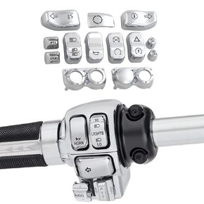 WYNMOTO 13PCS Chrome Hand Control Switch Housing Caps Compatible for 14-21 Harley Davidson Electra Street Glide 2014 2015 2016 2017 2018 2019 2020 2021