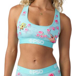 PSD Women's Spongebob Squarepants Sports Bra - Racerback Sports Bras for Women with Breathable Microfiber Fabric
