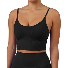XUNYU Longline Sports Bras for Women Padded Yoga Tank Top Supportive Workout Crop Tops Built in Bras Adjustable Straps