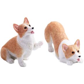 Leadigol Mini Corgi تمثال - راتنجات طراز حيوان محاكاة الكلاب النحت - زخرفة سطح المكتب للمنزل ، المكتب ، ديكور السيارة الداخلية - زخرفة تمثال