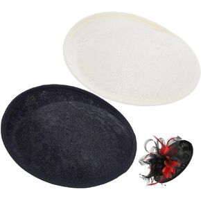 2Pcs Hat Base 2 Colors Millinery Fascinator Base Cloth Fascinator Hat Bases Cocktail Hats Making Accessaries for Making Party Wedding Church