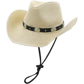 Womens Straw Cowboy Hat Foldable Wide Brim Summer Sun Hats for Men Travel Vacation Lightweight Beach Cowgirl Hat