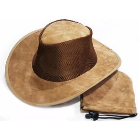 Foldable Leather Hat with Mesh