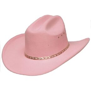 Western Express Pink Felt Cowboy Hat Gold and Elastic Band Inside for Secure Fit
